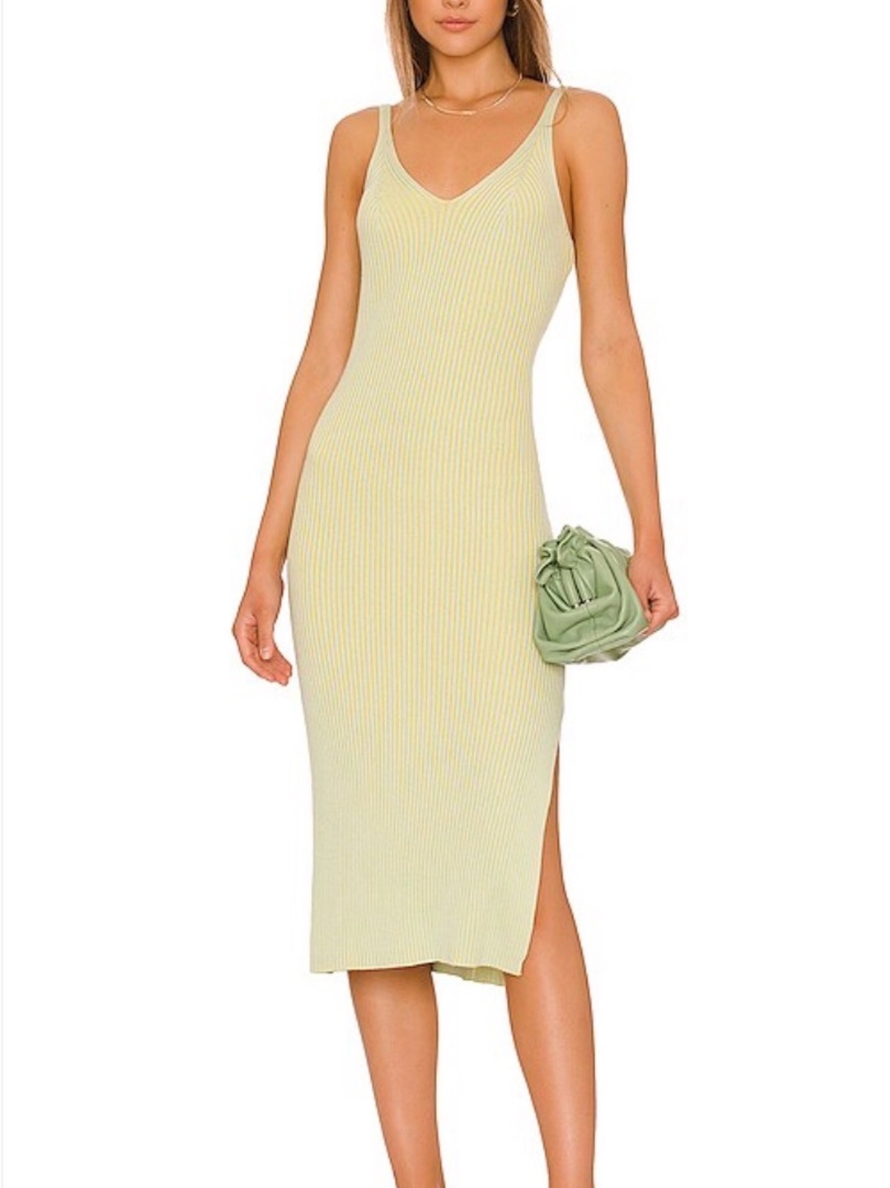 Rails Light Green Ribbed V-Neck Tank Dress